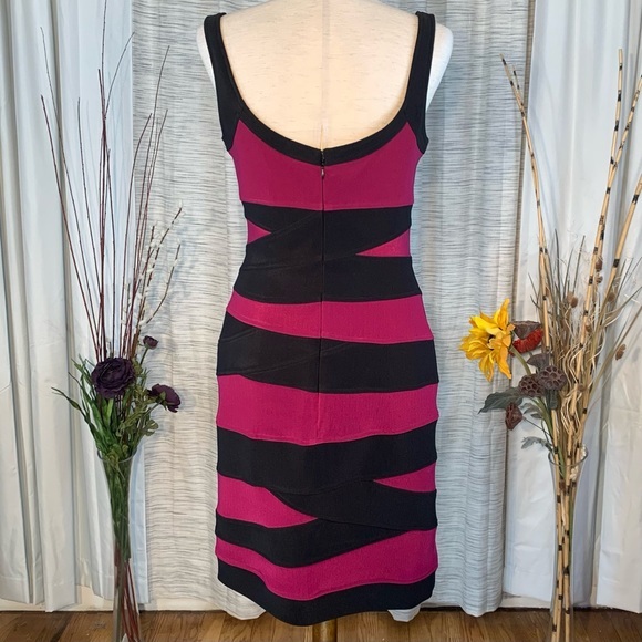 JS Collection purple with black bandage straps sleeveless sheath dress. - Picture 8 of 16